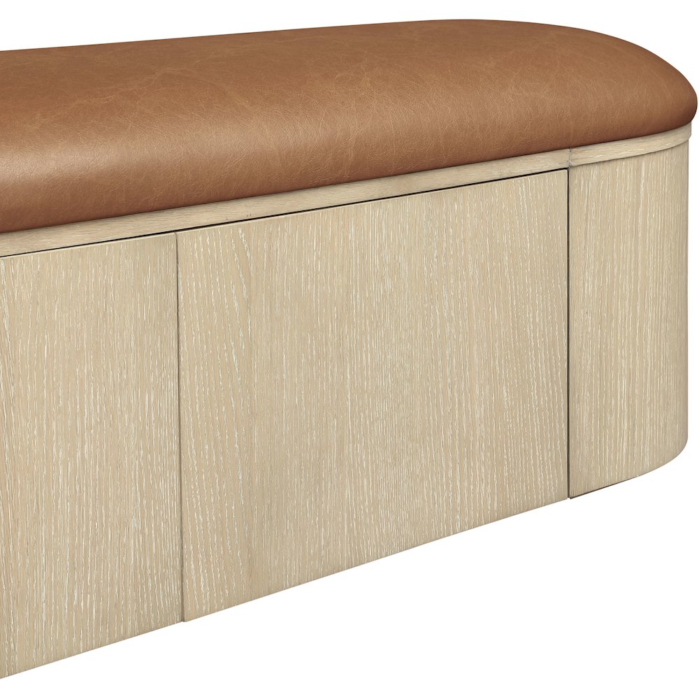 Velden Cognac Vegan Leather Upholstered Storage Bench. Picture 10