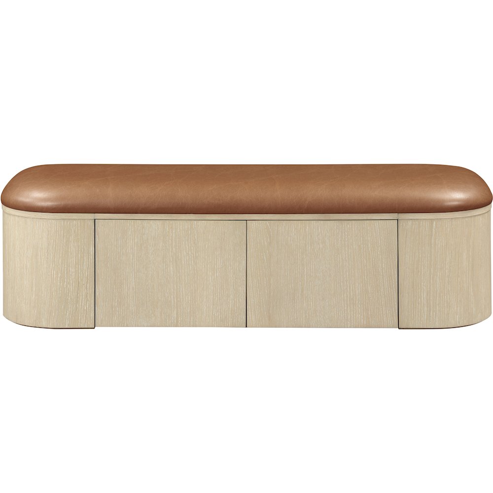 Velden Cognac Vegan Leather Upholstered Storage Bench. Picture 4