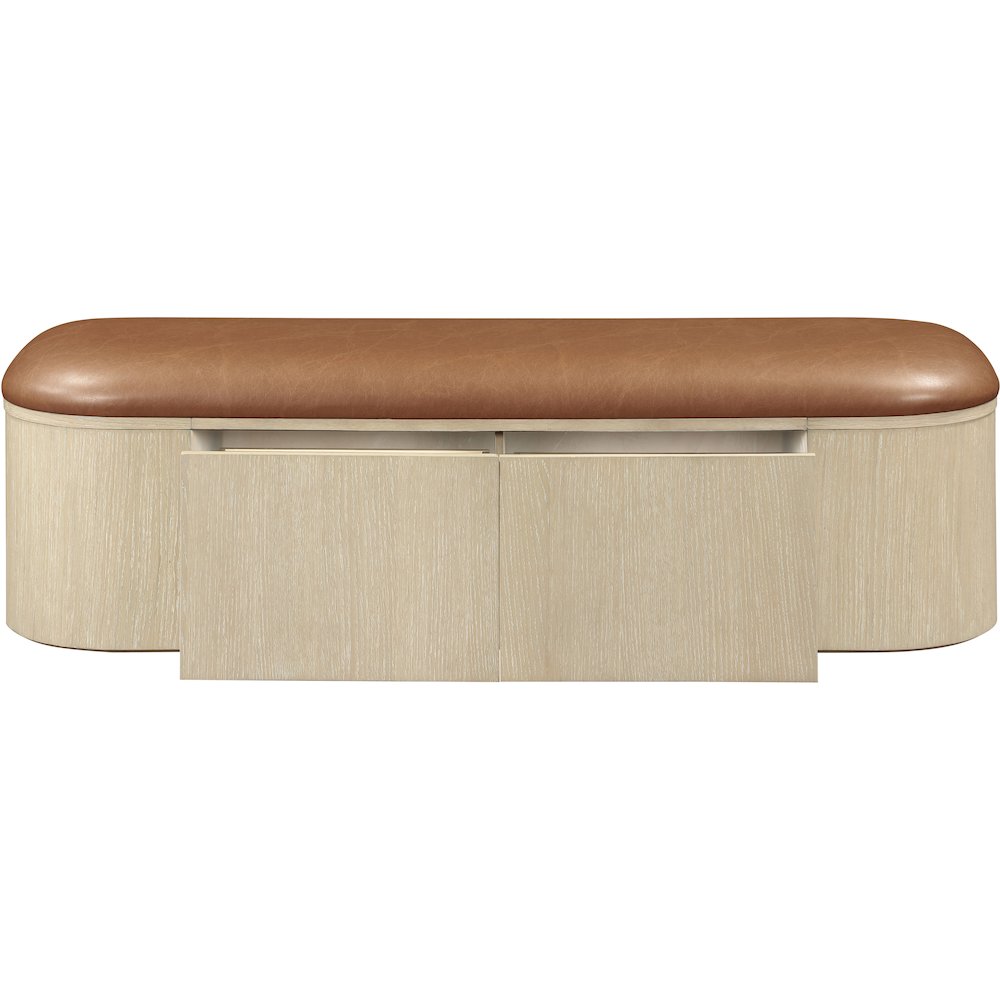 Velden Cognac Vegan Leather Upholstered Storage Bench. Picture 5