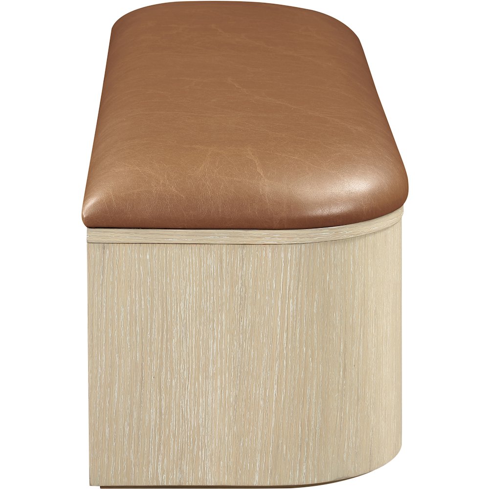 Velden Cognac Vegan Leather Upholstered Storage Bench. Picture 6