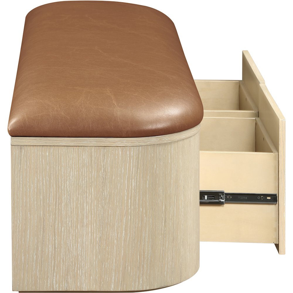 Velden Cognac Vegan Leather Upholstered Storage Bench. Picture 7
