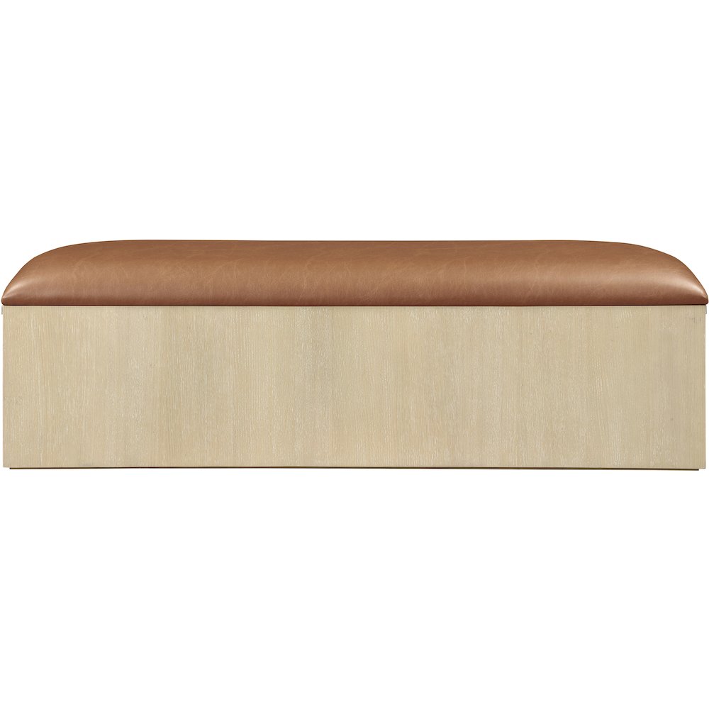 Velden Cognac Vegan Leather Upholstered Storage Bench. Picture 8