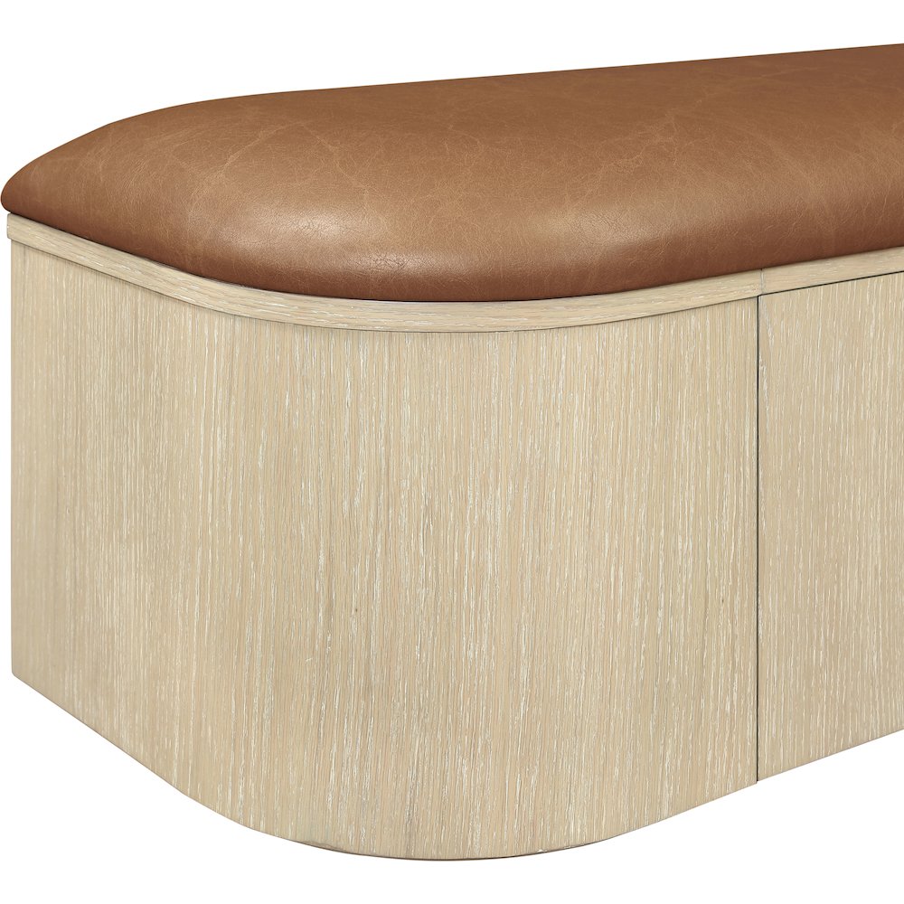 Velden Cognac Vegan Leather Upholstered Storage Bench. Picture 9