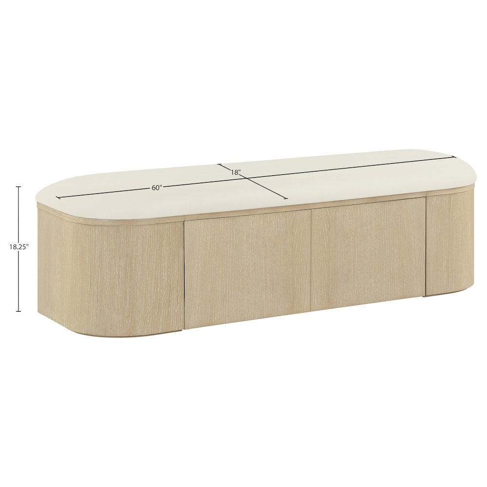 Velden Cream Vegan Leather Upholstered Storage Bench. Picture 14