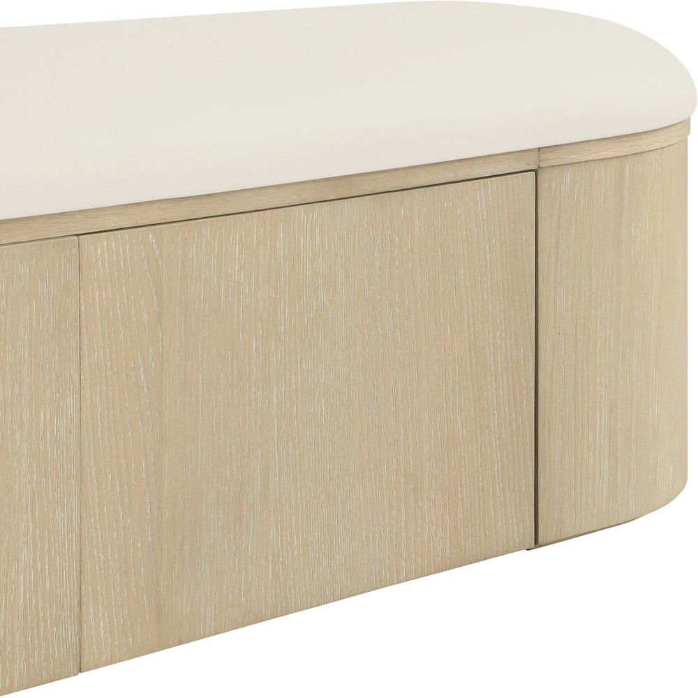 Velden Cream Vegan Leather Upholstered Storage Bench. Picture 10
