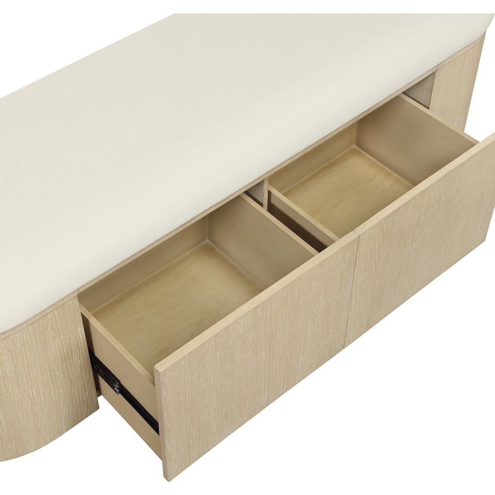 Velden Cream Vegan Leather Upholstered Storage Bench. Picture 11