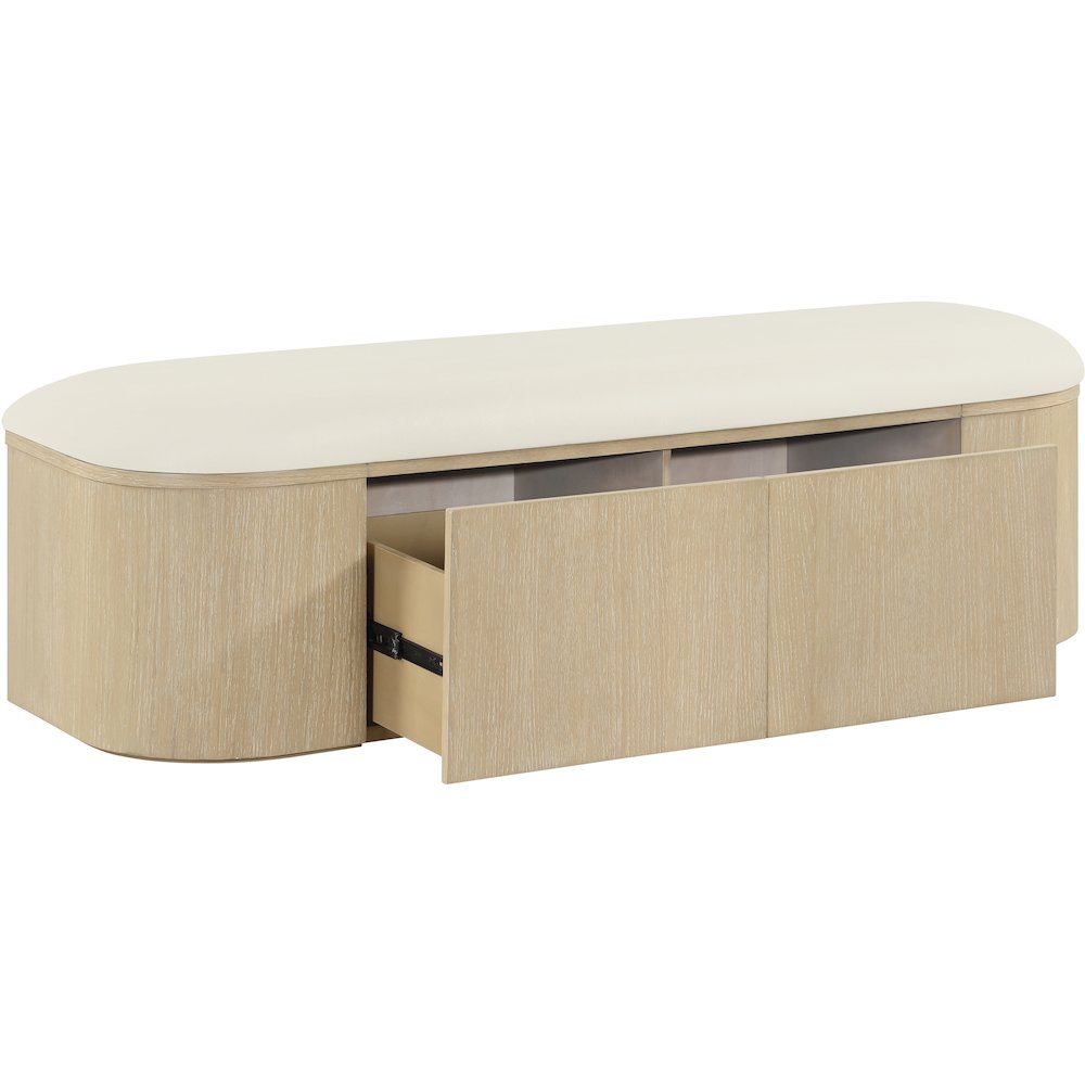 Velden Cream Vegan Leather Upholstered Storage Bench. Picture 3