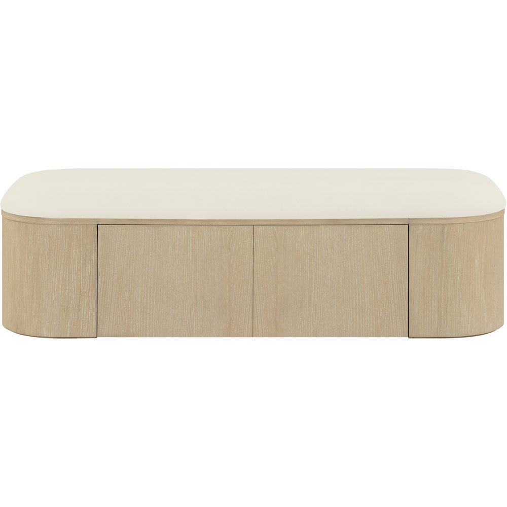 Velden Cream Vegan Leather Upholstered Storage Bench. Picture 4