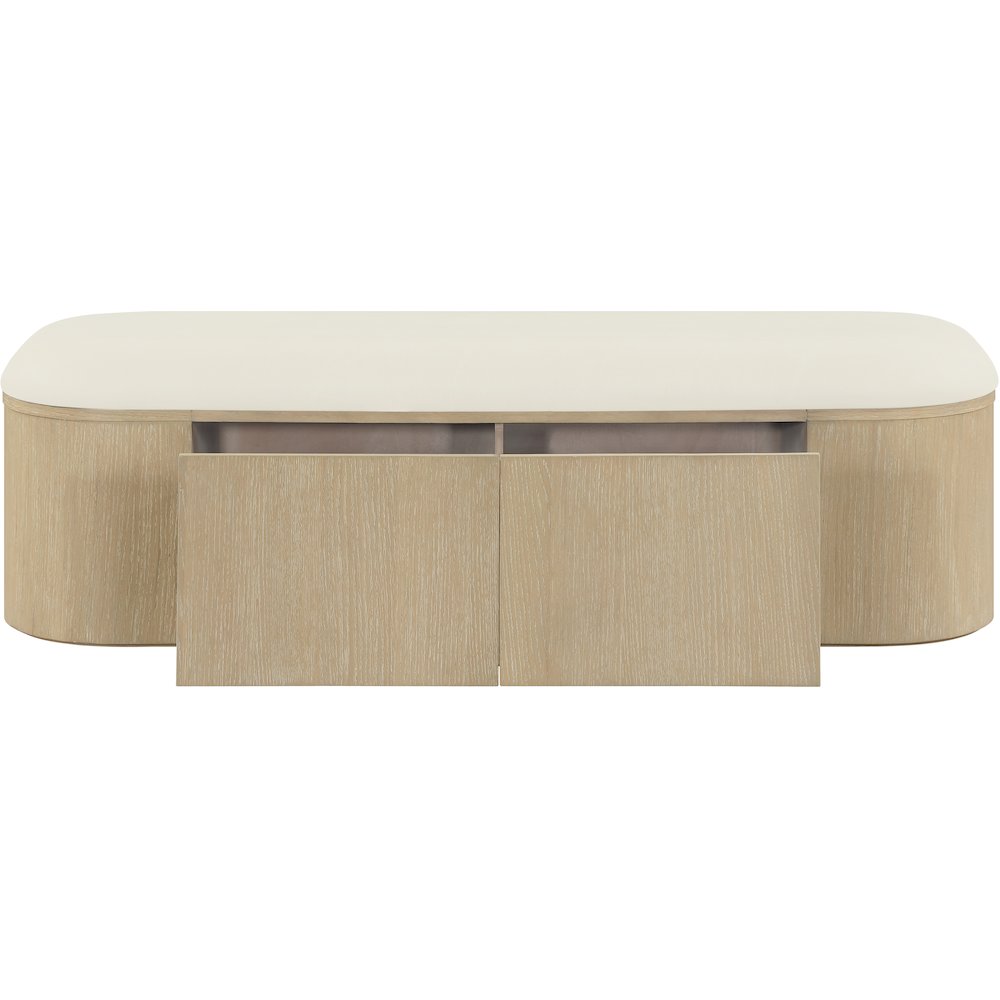 Velden Cream Vegan Leather Upholstered Storage Bench. Picture 5