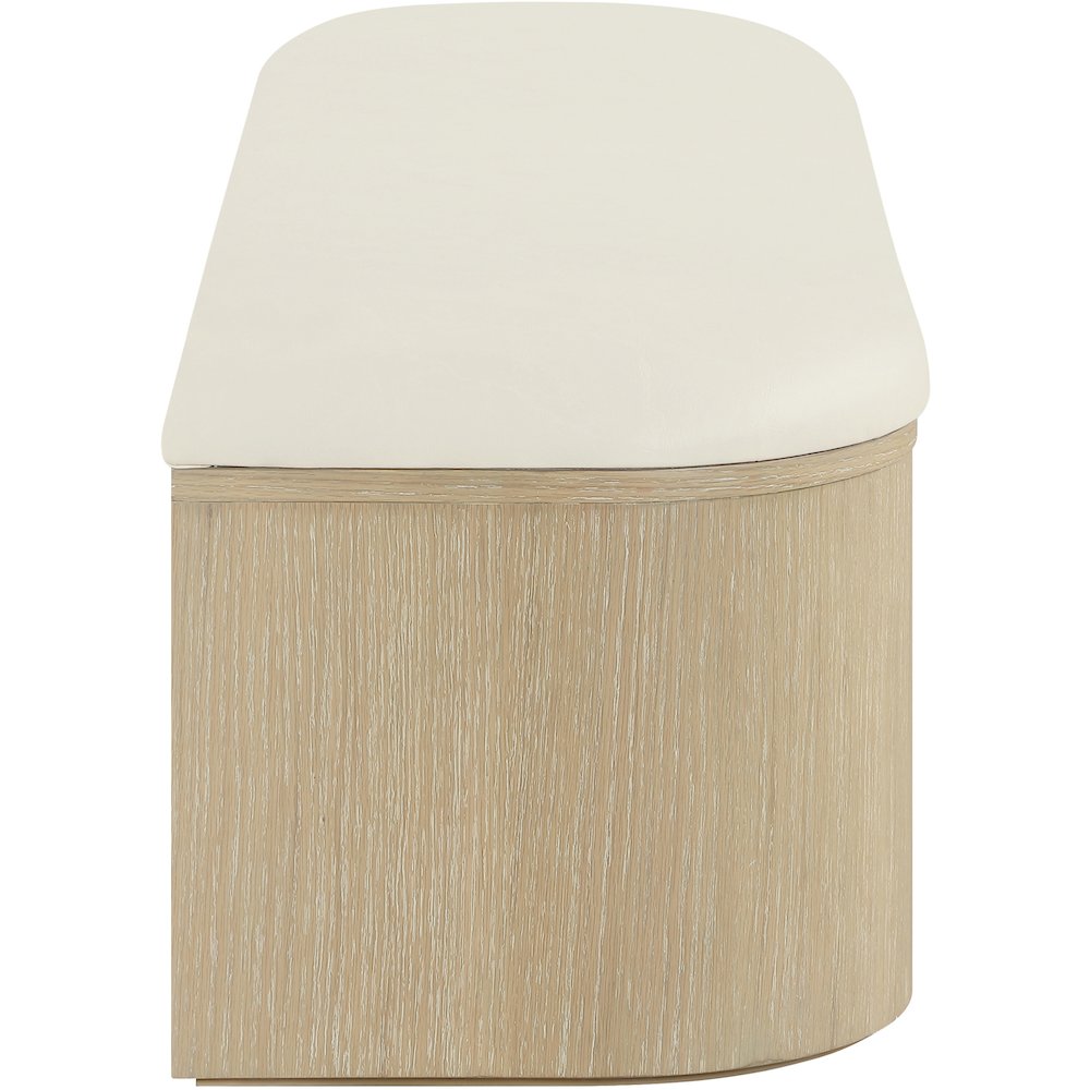 Velden Cream Vegan Leather Upholstered Storage Bench. Picture 6