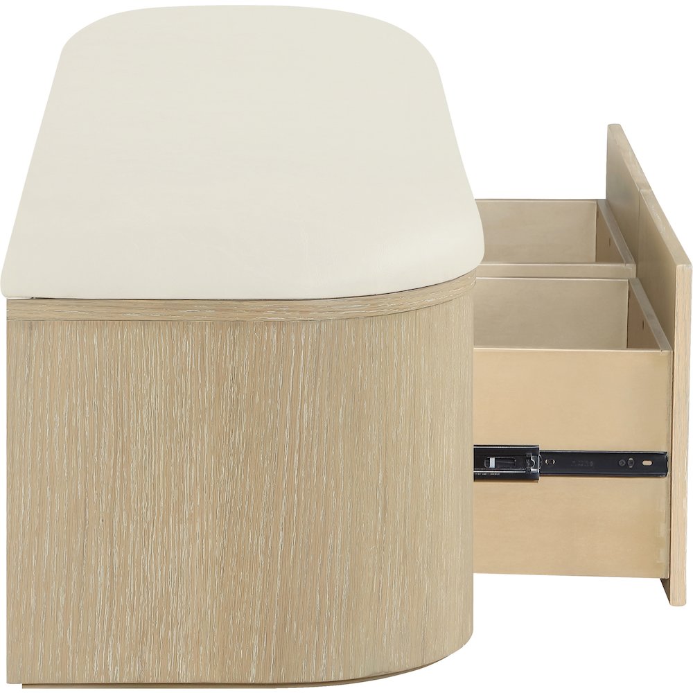 Velden Cream Vegan Leather Upholstered Storage Bench. Picture 7