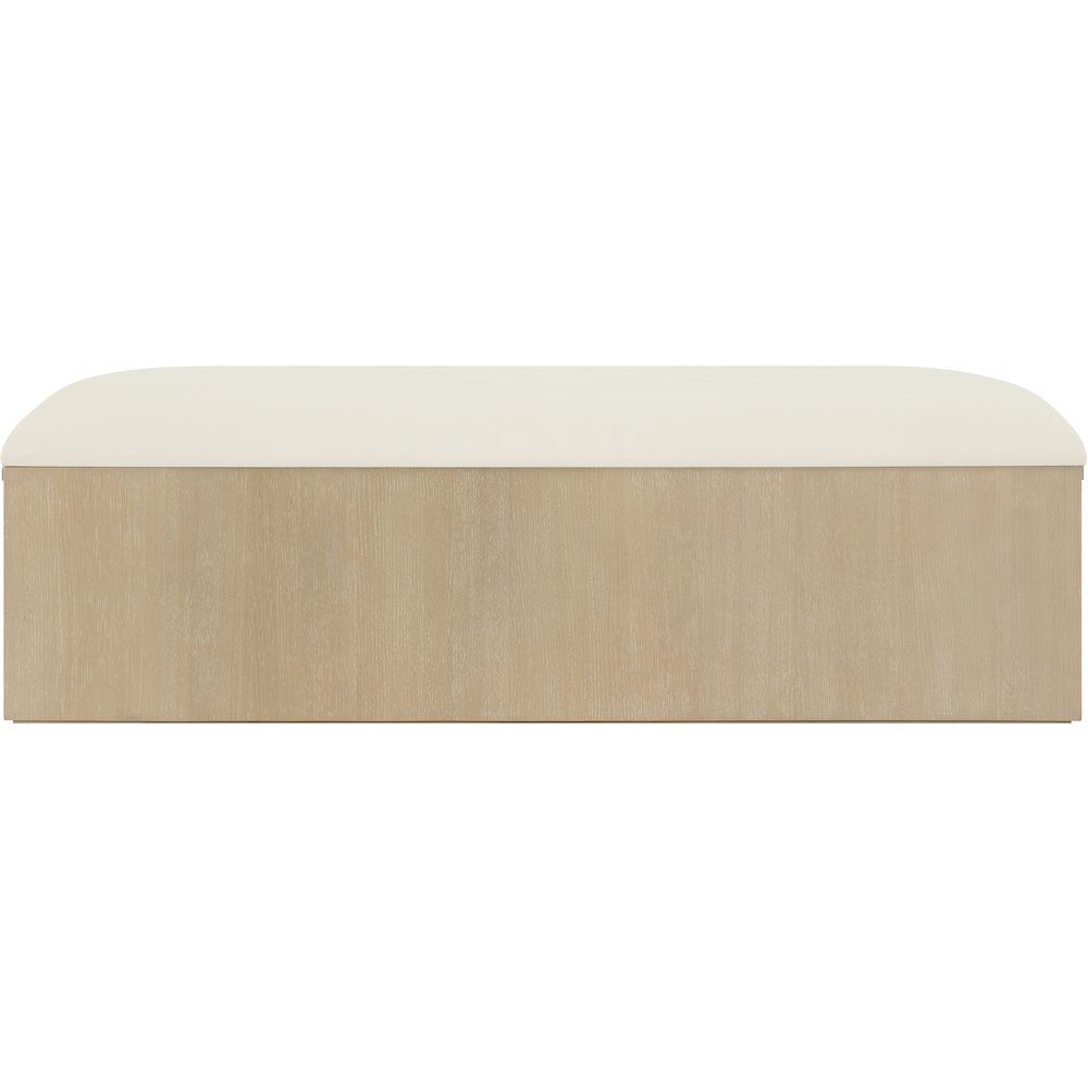 Velden Cream Vegan Leather Upholstered Storage Bench. Picture 8