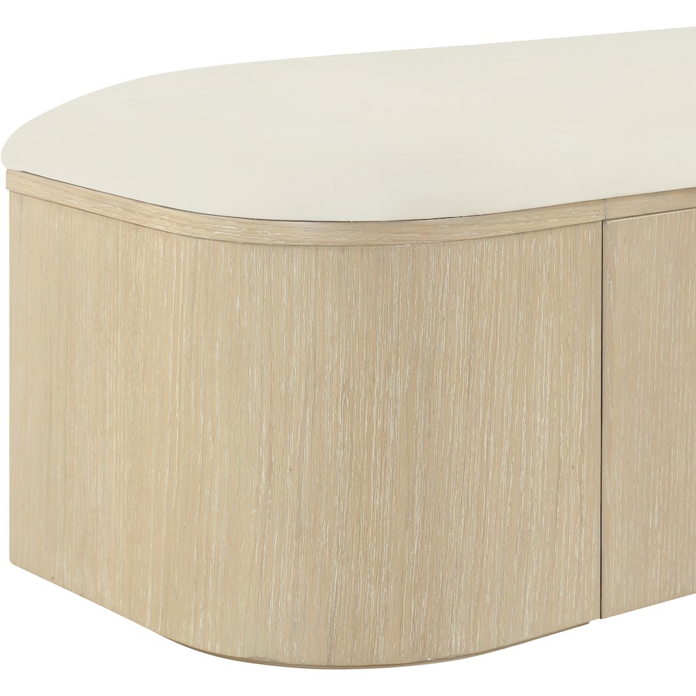 Velden Cream Vegan Leather Upholstered Storage Bench. Picture 9