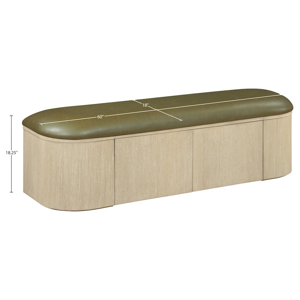 Velden Olive Vegan Leather Upholstered Storage Bench. Picture 14