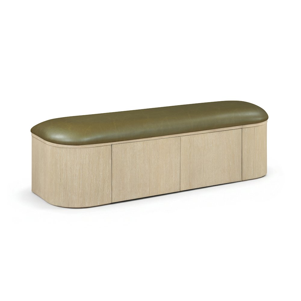 Velden Olive Vegan Leather Upholstered Storage Bench. Picture 1