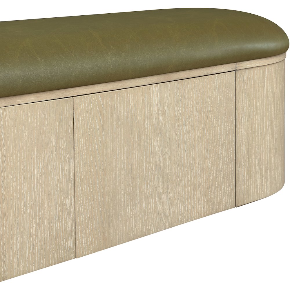 Velden Olive Vegan Leather Upholstered Storage Bench. Picture 10