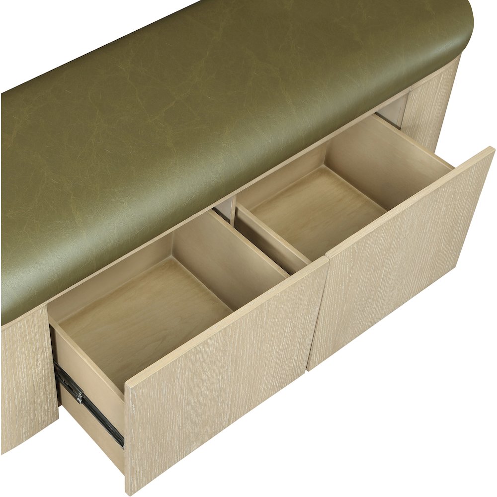 Velden Olive Vegan Leather Upholstered Storage Bench. Picture 11