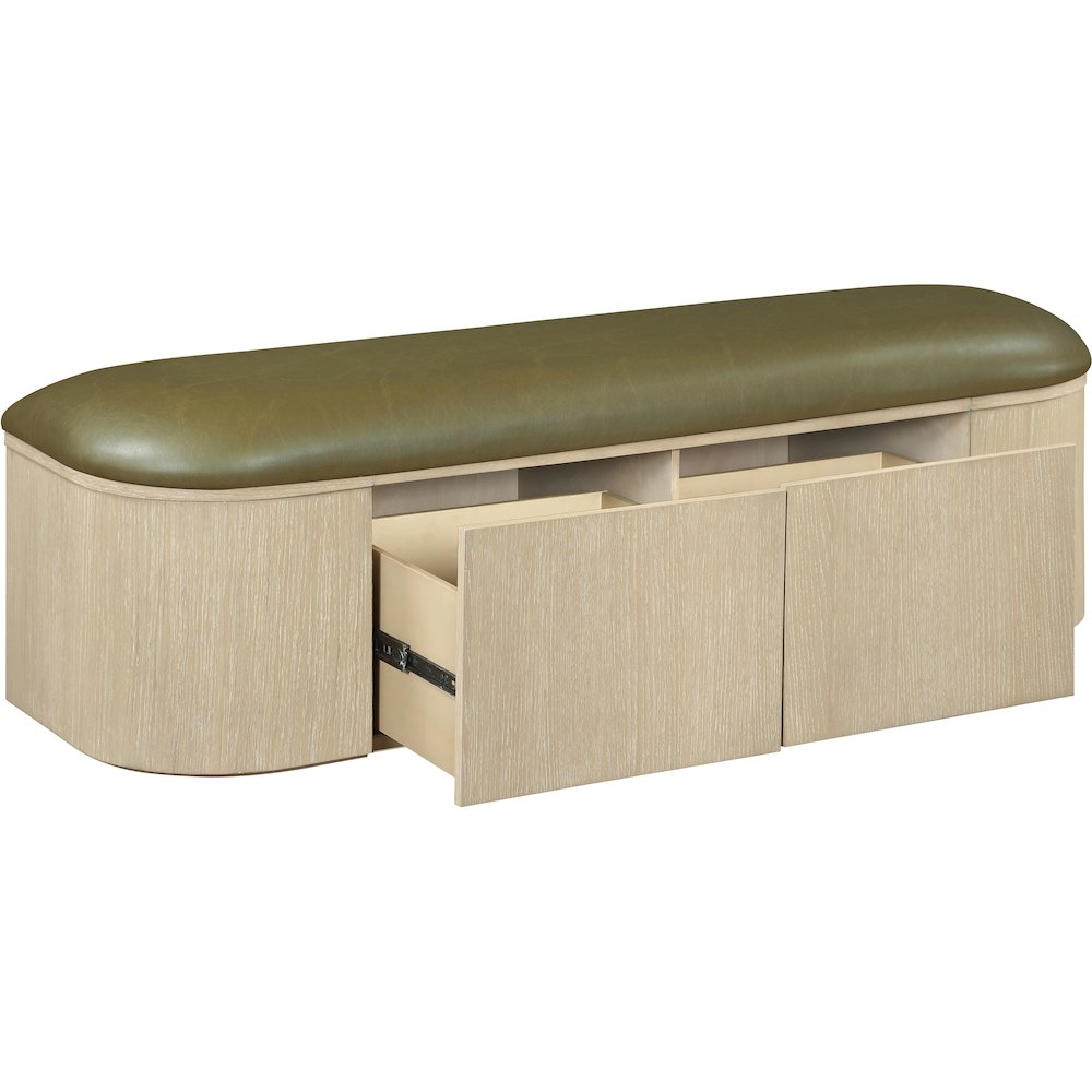 Velden Olive Vegan Leather Upholstered Storage Bench. Picture 3