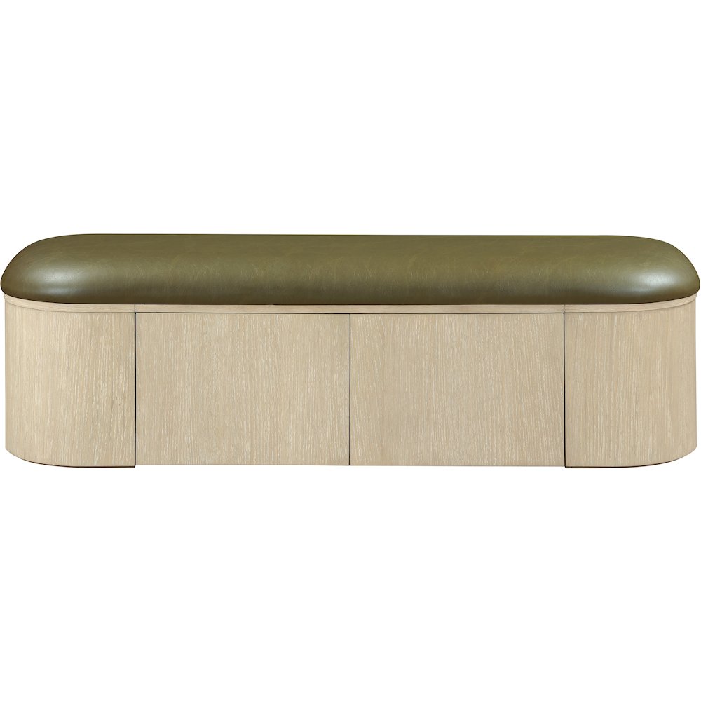 Velden Olive Vegan Leather Upholstered Storage Bench. Picture 4