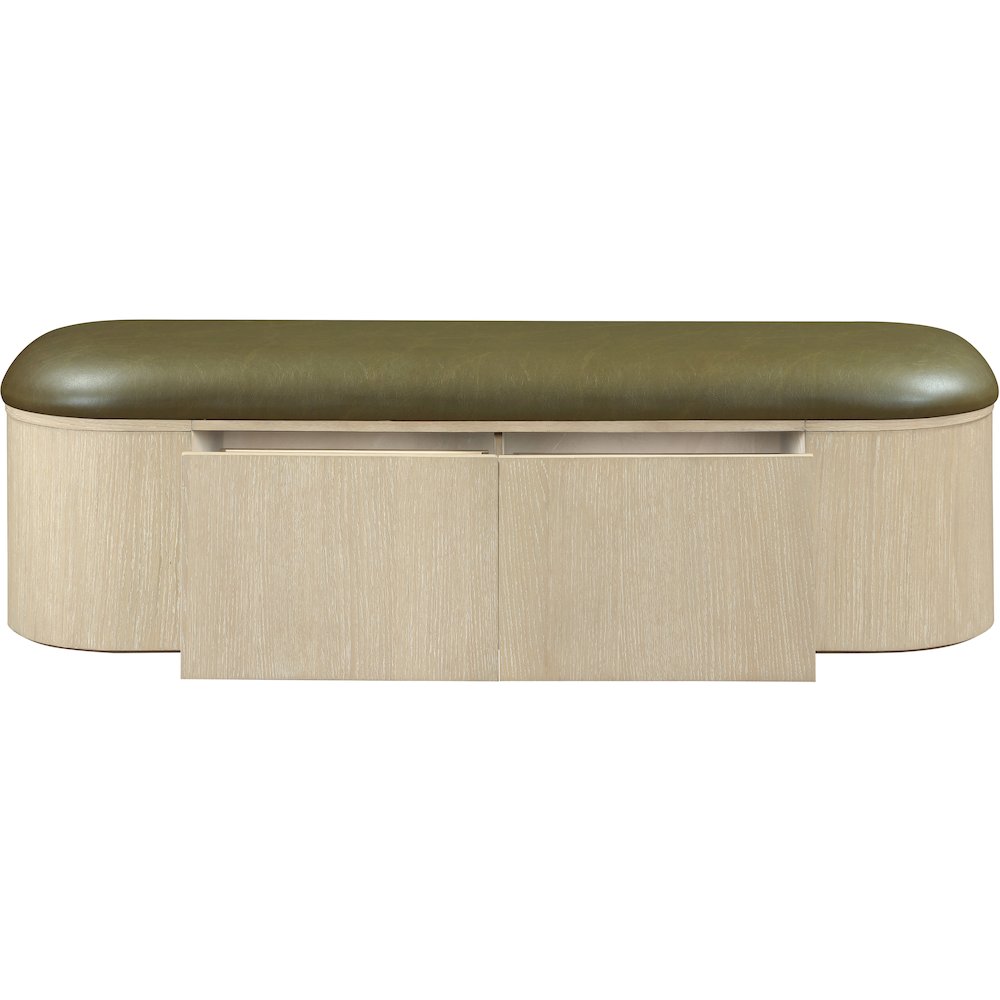 Velden Olive Vegan Leather Upholstered Storage Bench. Picture 5