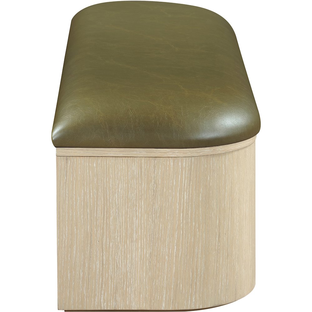 Velden Olive Vegan Leather Upholstered Storage Bench. Picture 6