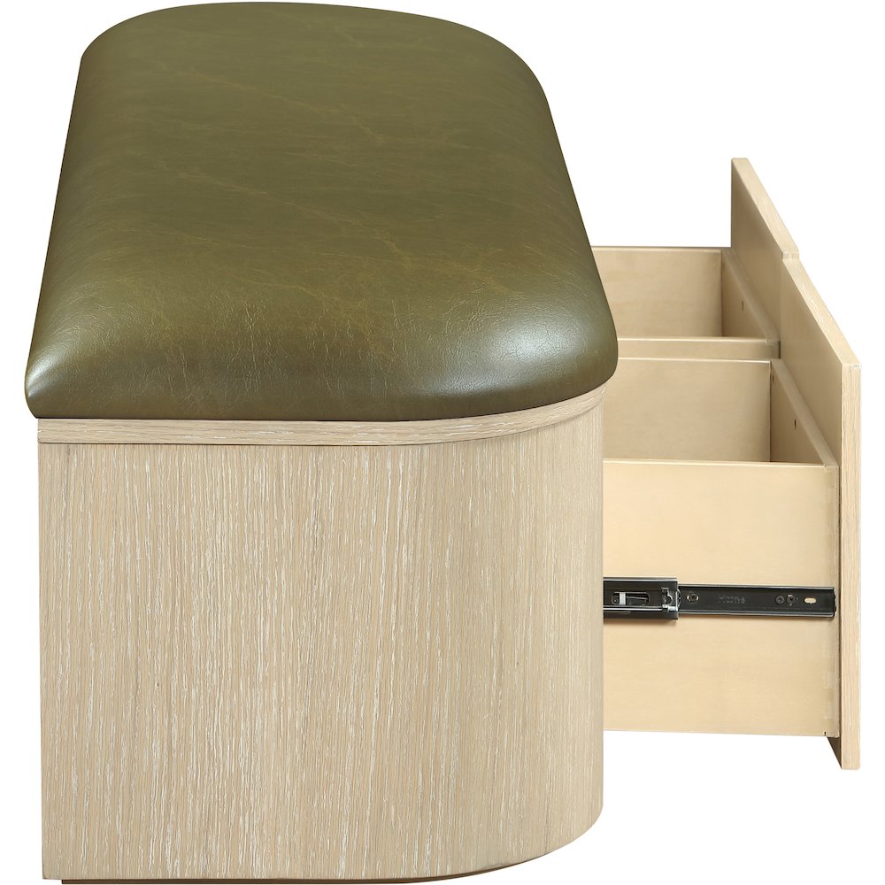 Velden Olive Vegan Leather Upholstered Storage Bench. Picture 7