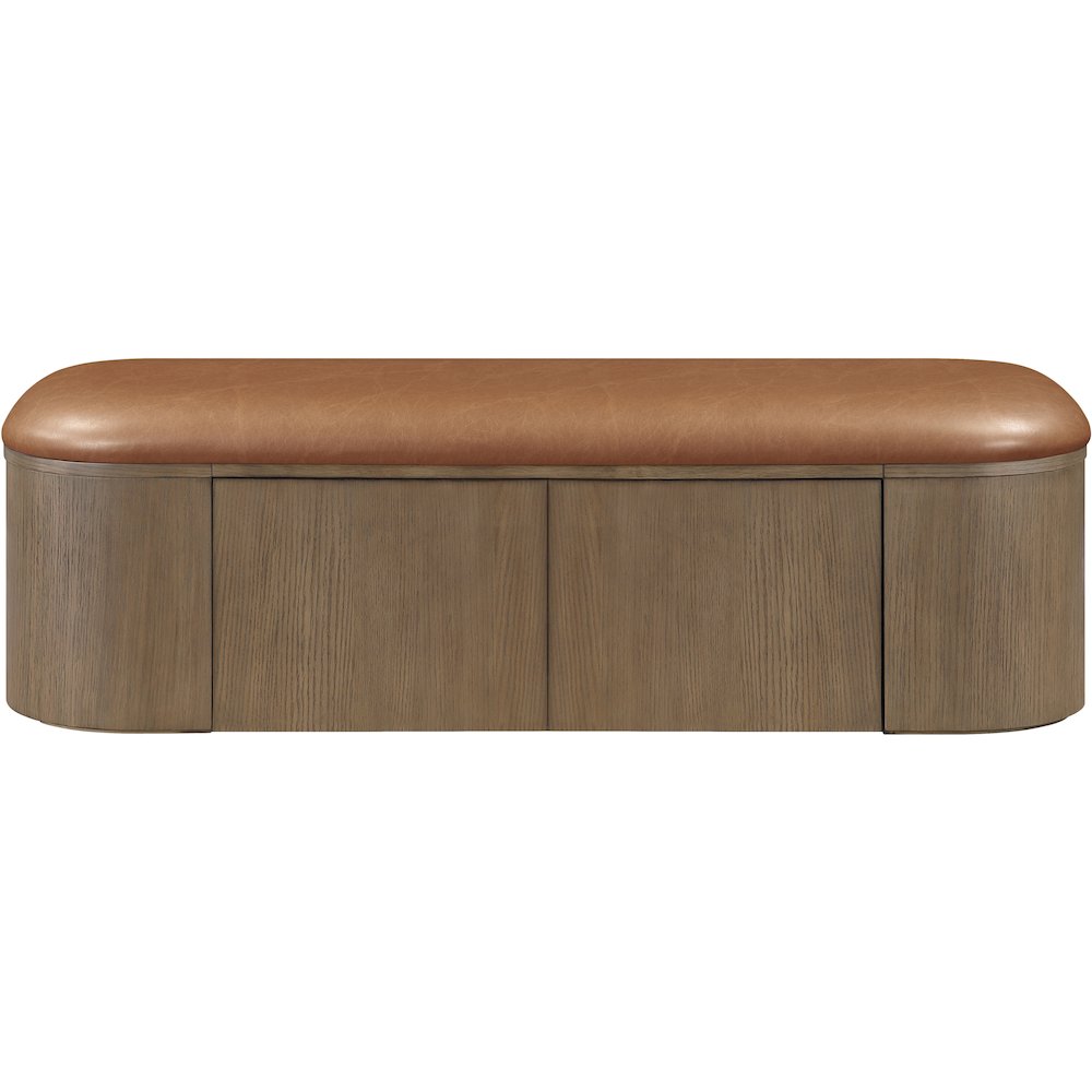 Velden Cognac Vegan Leather Upholstered Storage Bench. Picture 4