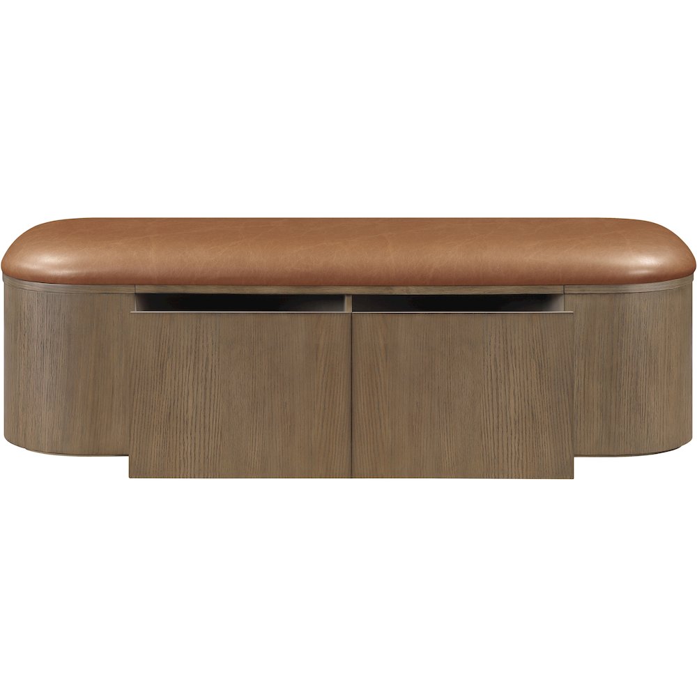 Velden Cognac Vegan Leather Upholstered Storage Bench. Picture 5