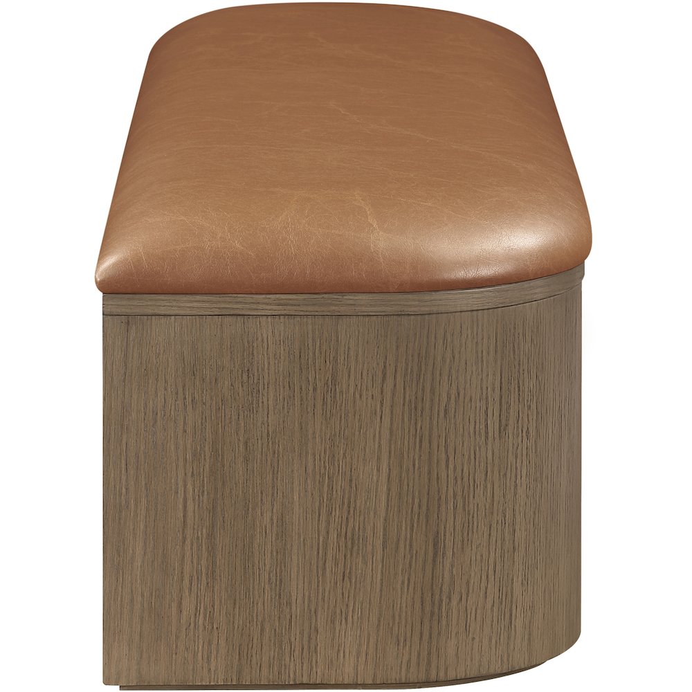 Velden Cognac Vegan Leather Upholstered Storage Bench. Picture 6