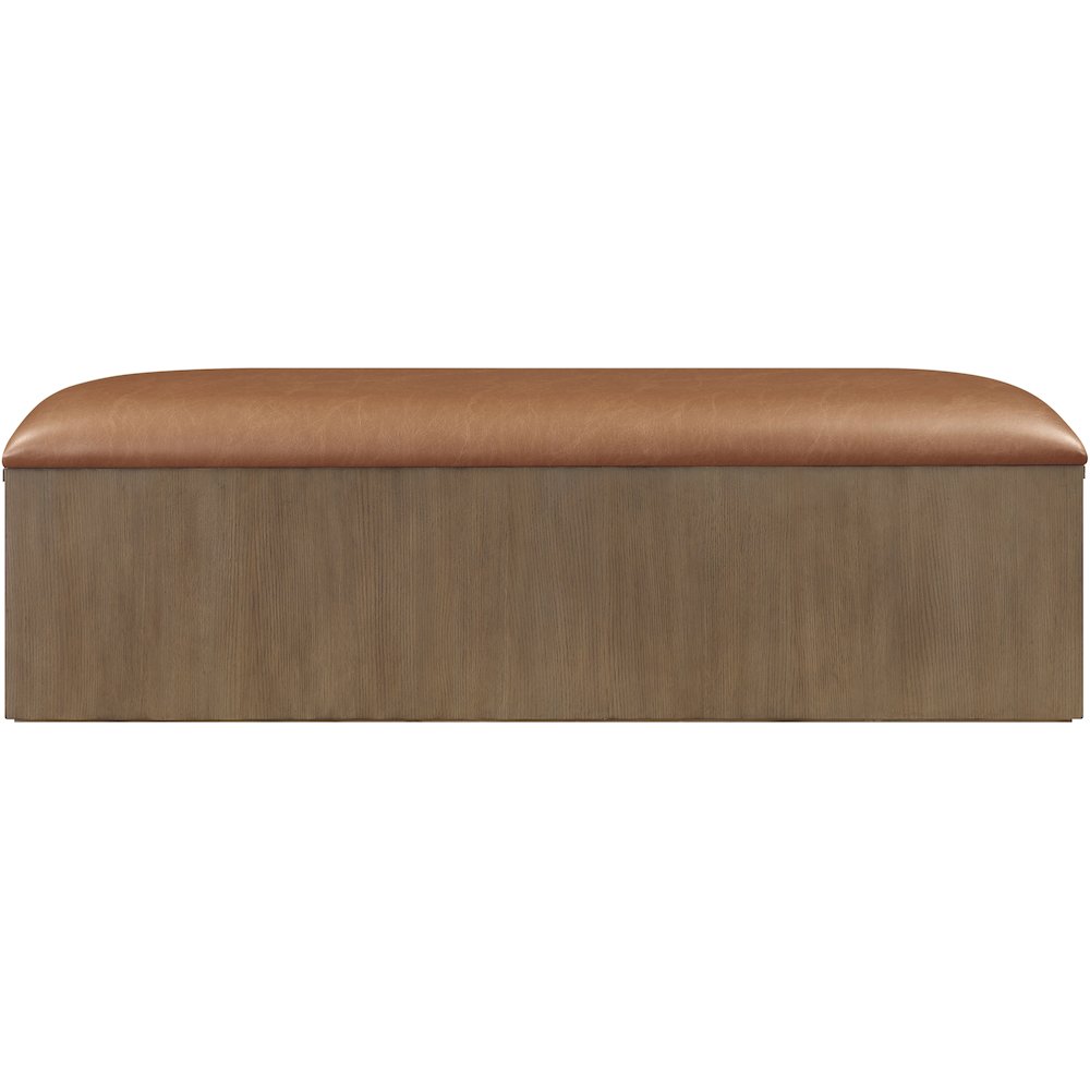 Velden Cognac Vegan Leather Upholstered Storage Bench. Picture 8