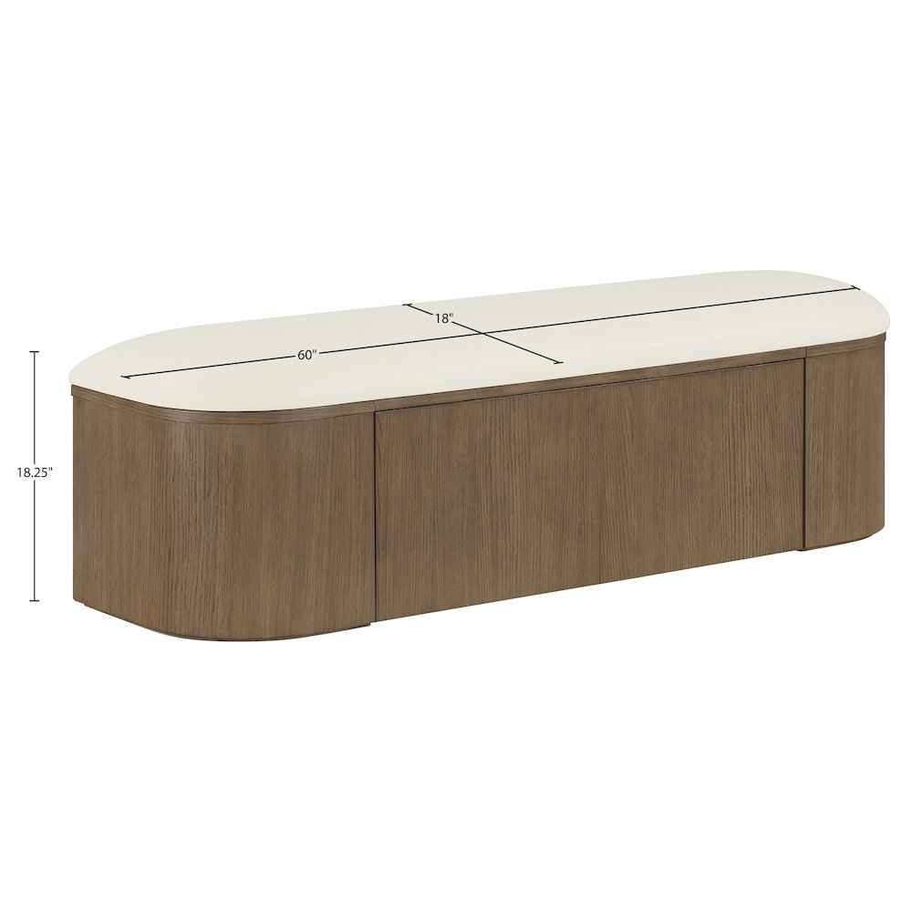 Velden Cream Vegan Leather Upholstered Storage Bench. Picture 14