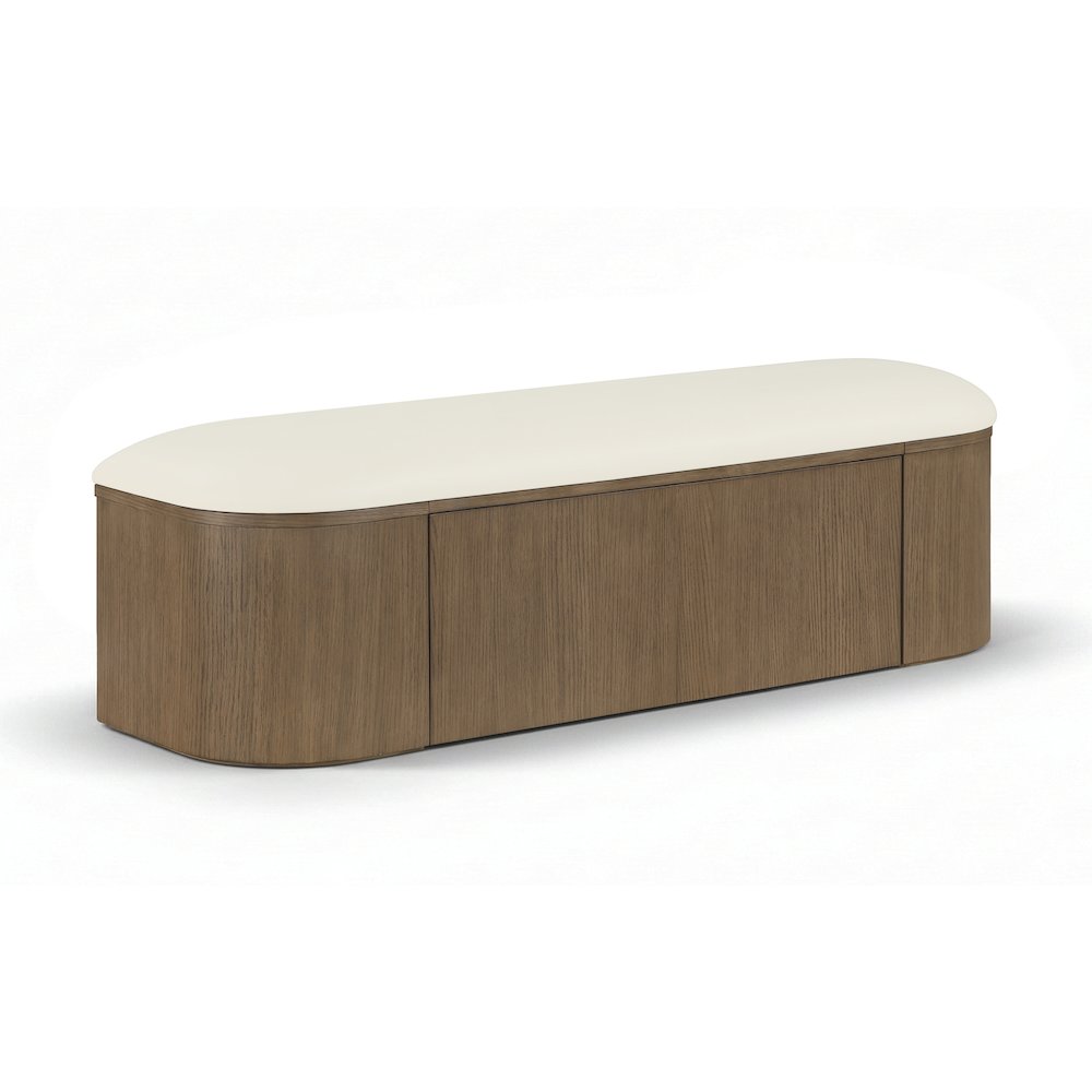 Velden Cream Vegan Leather Upholstered Storage Bench. Picture 1