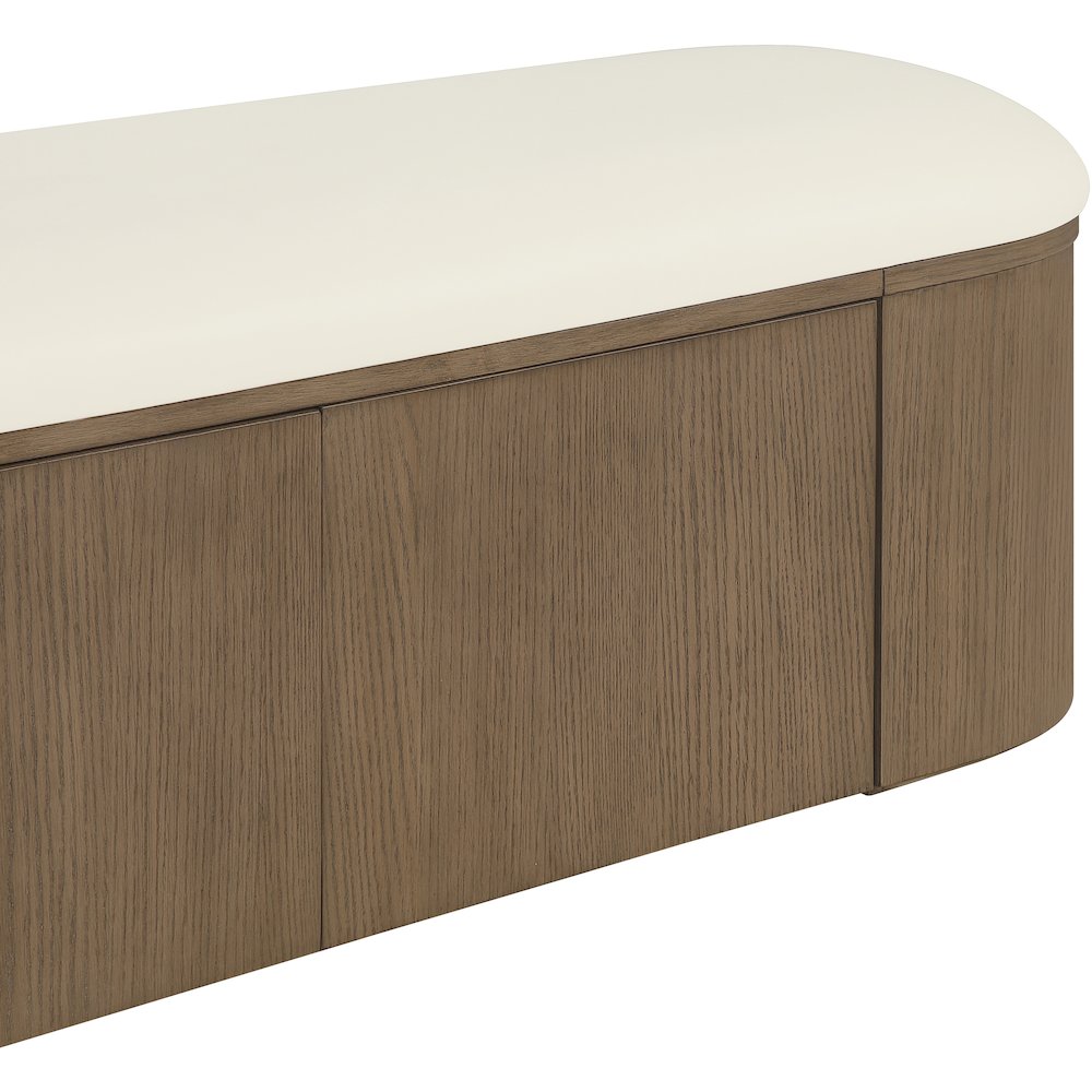 Velden Cream Vegan Leather Upholstered Storage Bench. Picture 10