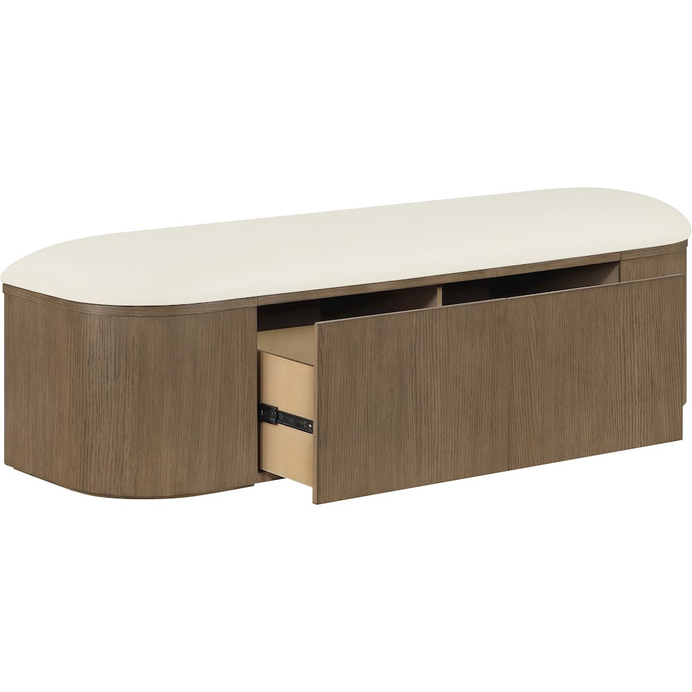 Velden Cream Vegan Leather Upholstered Storage Bench. Picture 3