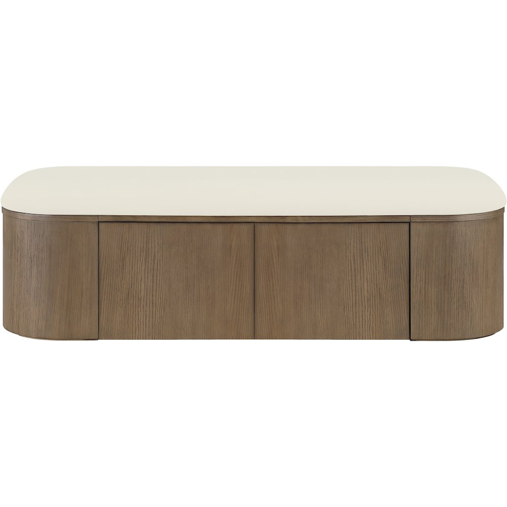 Velden Cream Vegan Leather Upholstered Storage Bench. Picture 4
