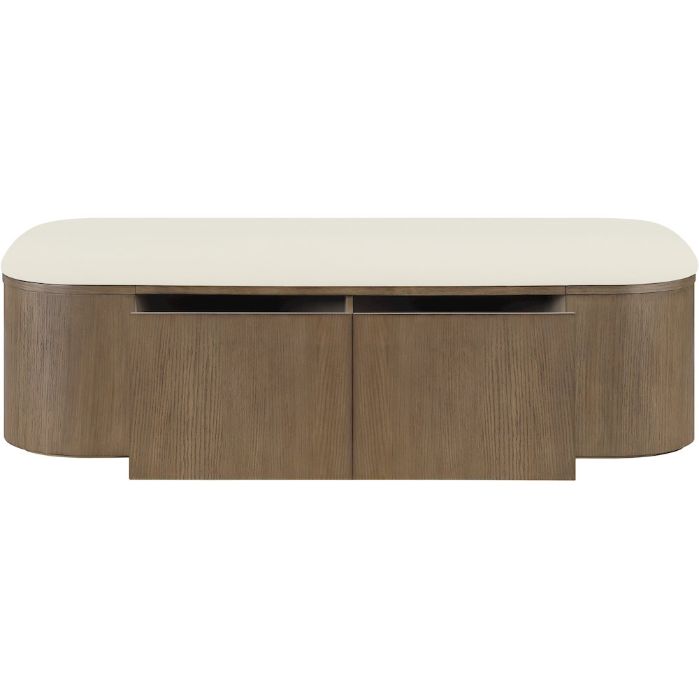 Velden Cream Vegan Leather Upholstered Storage Bench. Picture 5