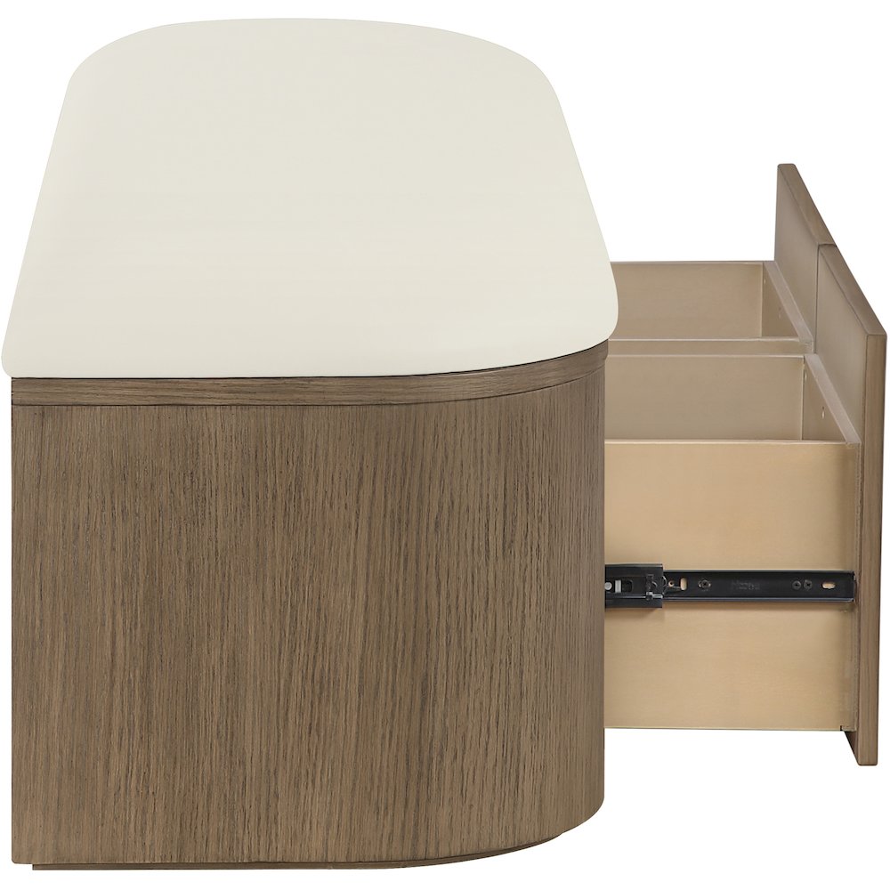 Velden Cream Vegan Leather Upholstered Storage Bench. Picture 7