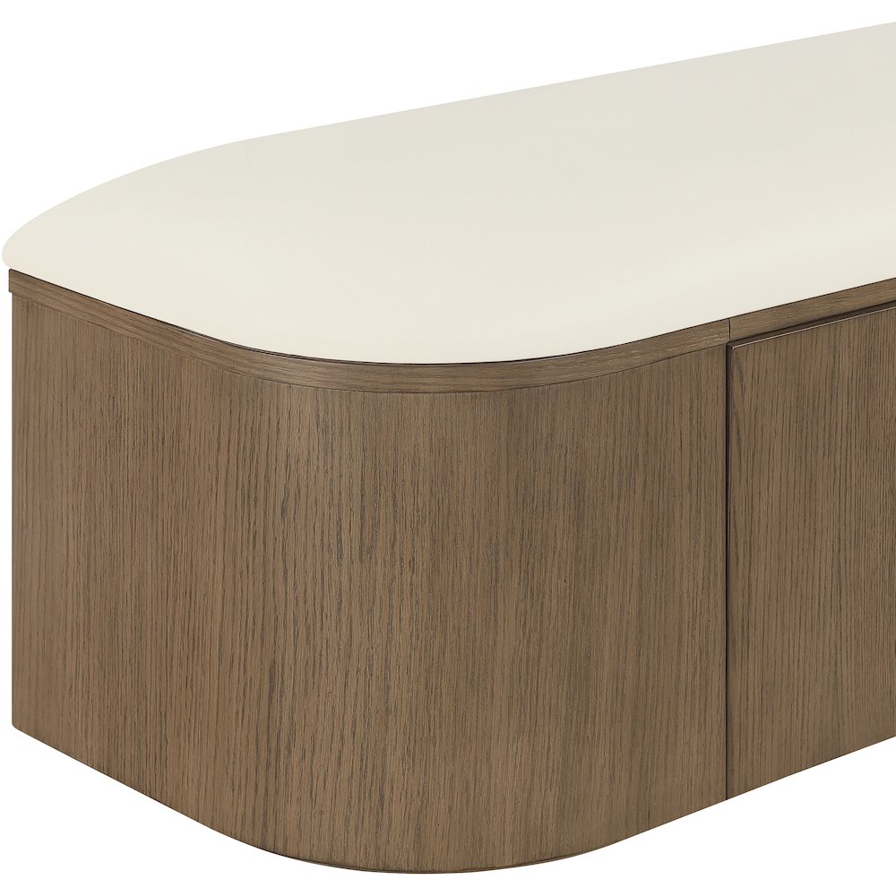 Velden Cream Vegan Leather Upholstered Storage Bench. Picture 9