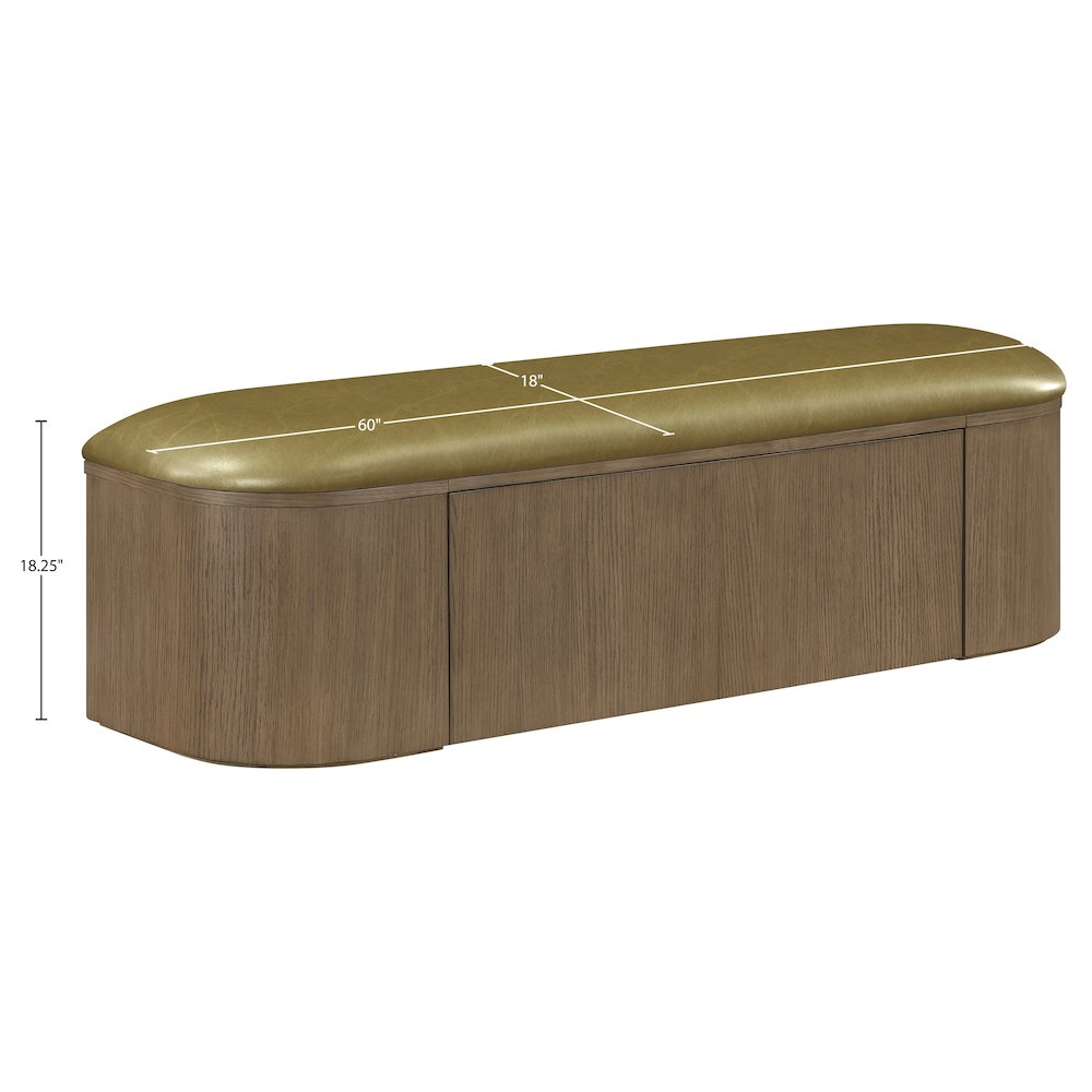 Velden Olive Vegan Leather Upholstered Storage Bench. Picture 14