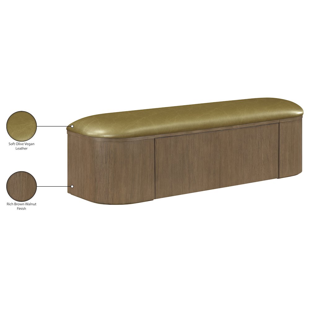 Velden Olive Vegan Leather Upholstered Storage Bench. Picture 15