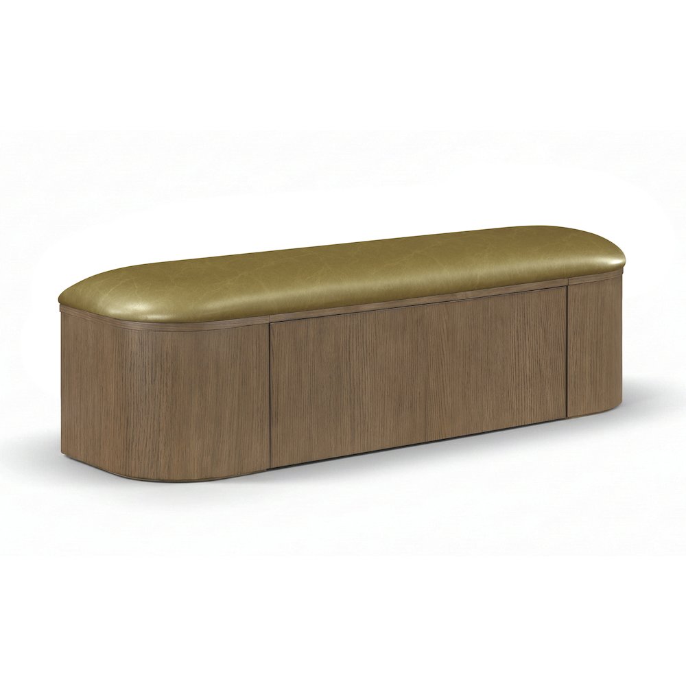 Velden Olive Vegan Leather Upholstered Storage Bench. Picture 1