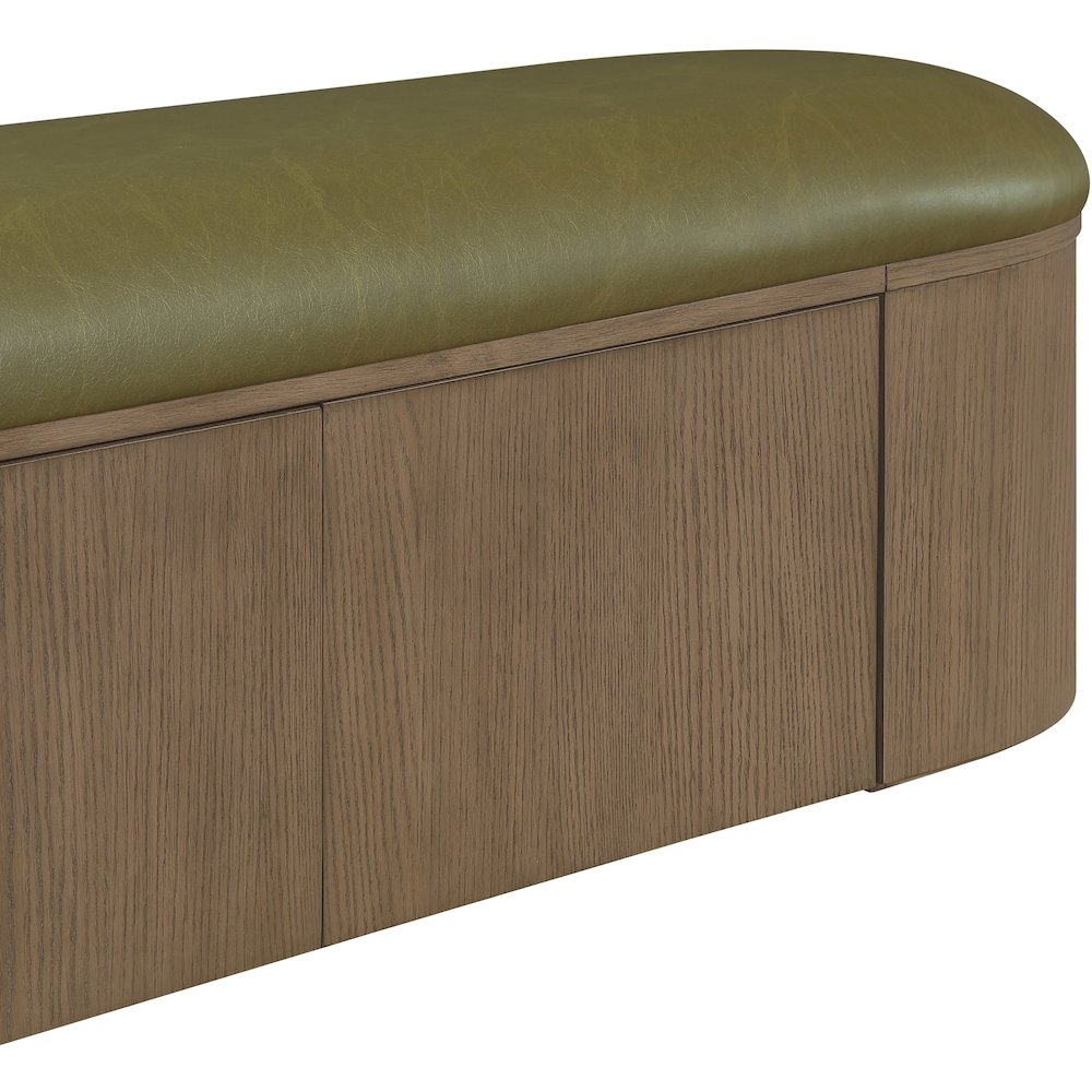 Velden Olive Vegan Leather Upholstered Storage Bench. Picture 10