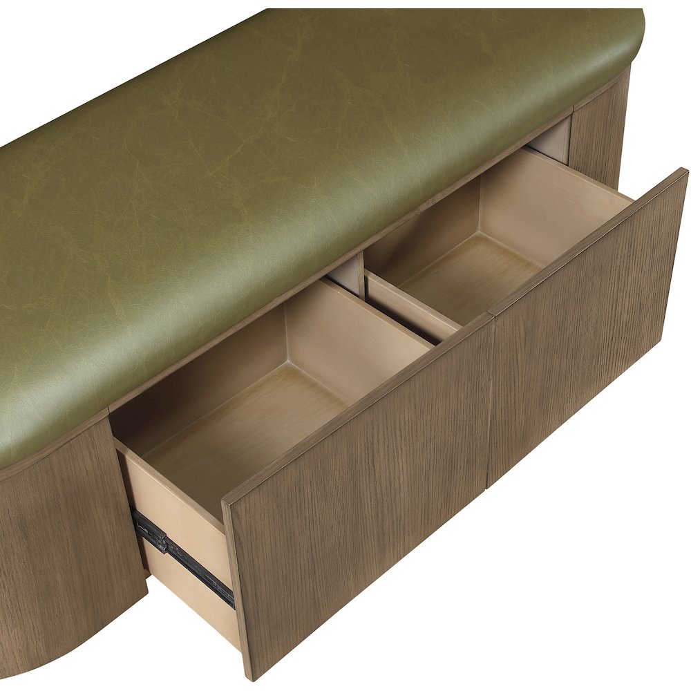 Velden Olive Vegan Leather Upholstered Storage Bench. Picture 11