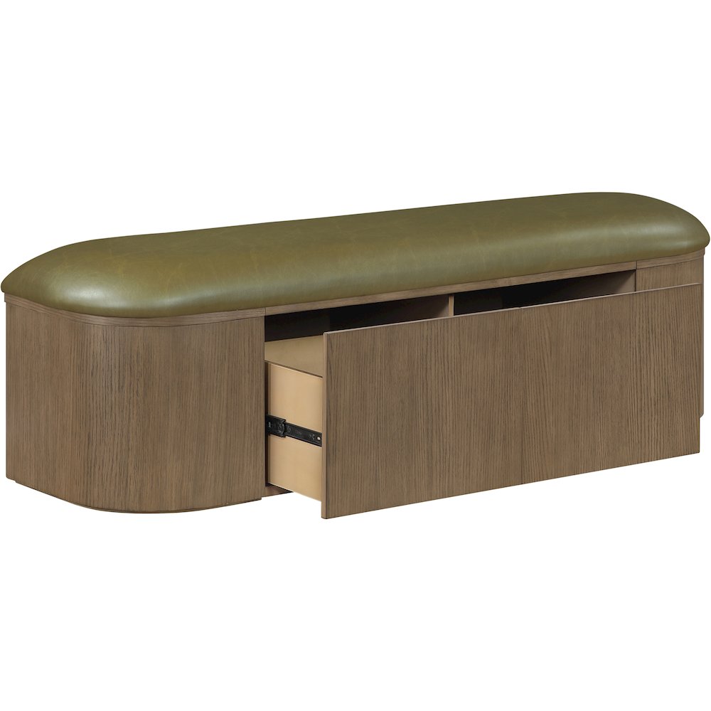 Velden Olive Vegan Leather Upholstered Storage Bench. Picture 3