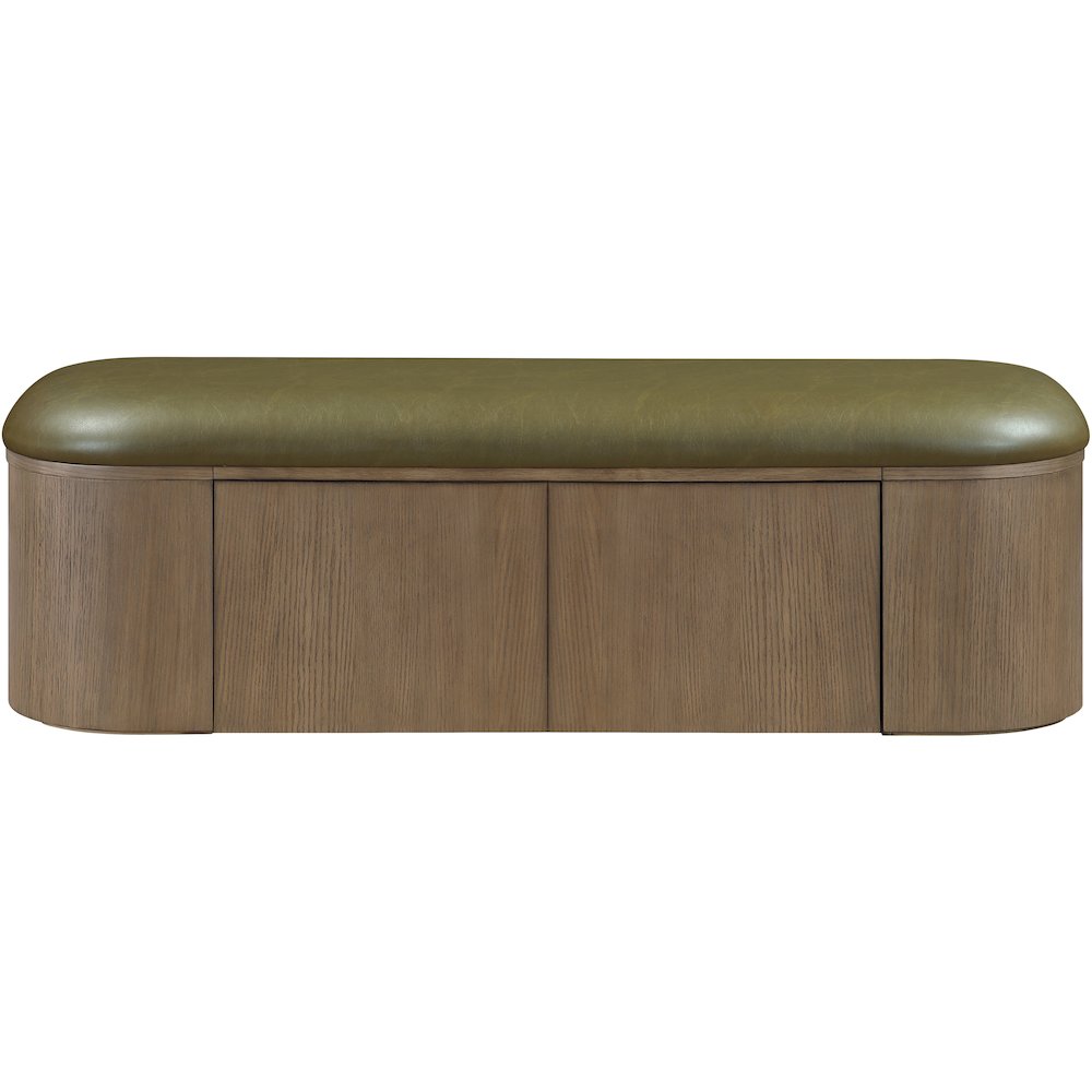 Velden Olive Vegan Leather Upholstered Storage Bench. Picture 4