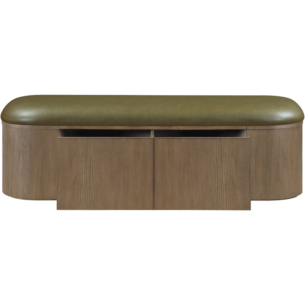 Velden Olive Vegan Leather Upholstered Storage Bench. Picture 5