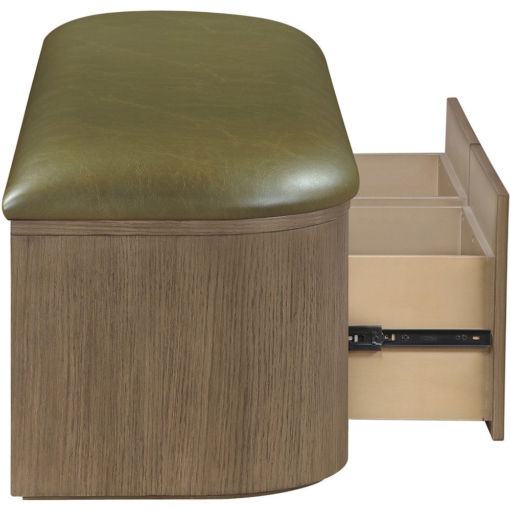 Velden Olive Vegan Leather Upholstered Storage Bench. Picture 7