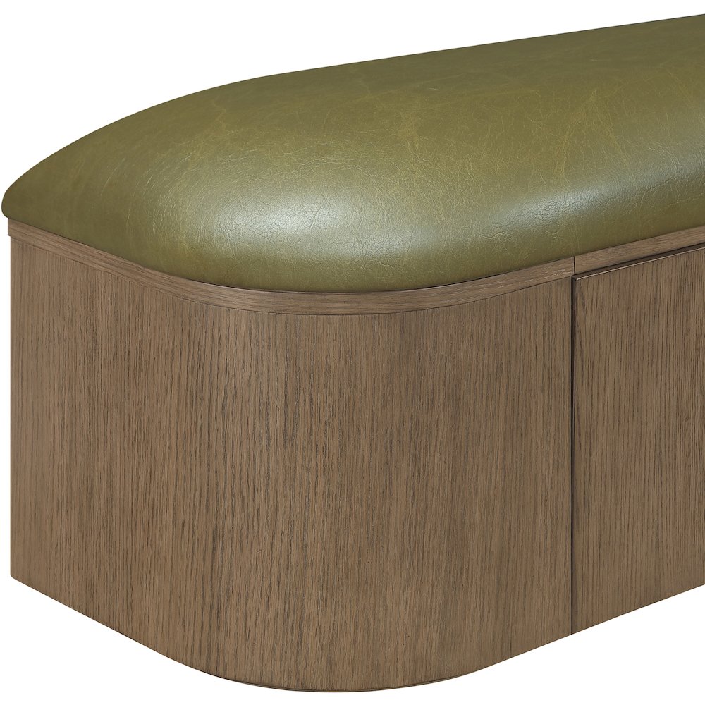 Velden Olive Vegan Leather Upholstered Storage Bench. Picture 9