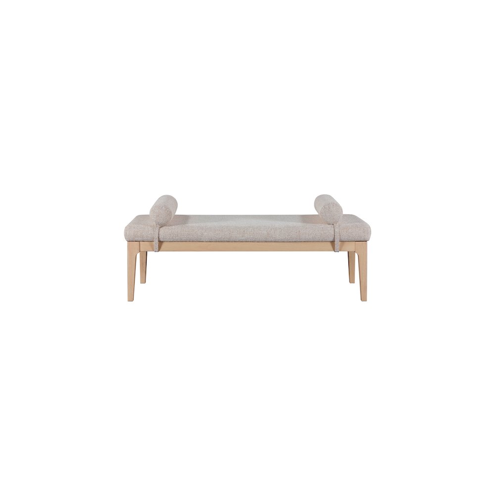Priscilla Beige Linen Textured Fabric Bench. Picture 3