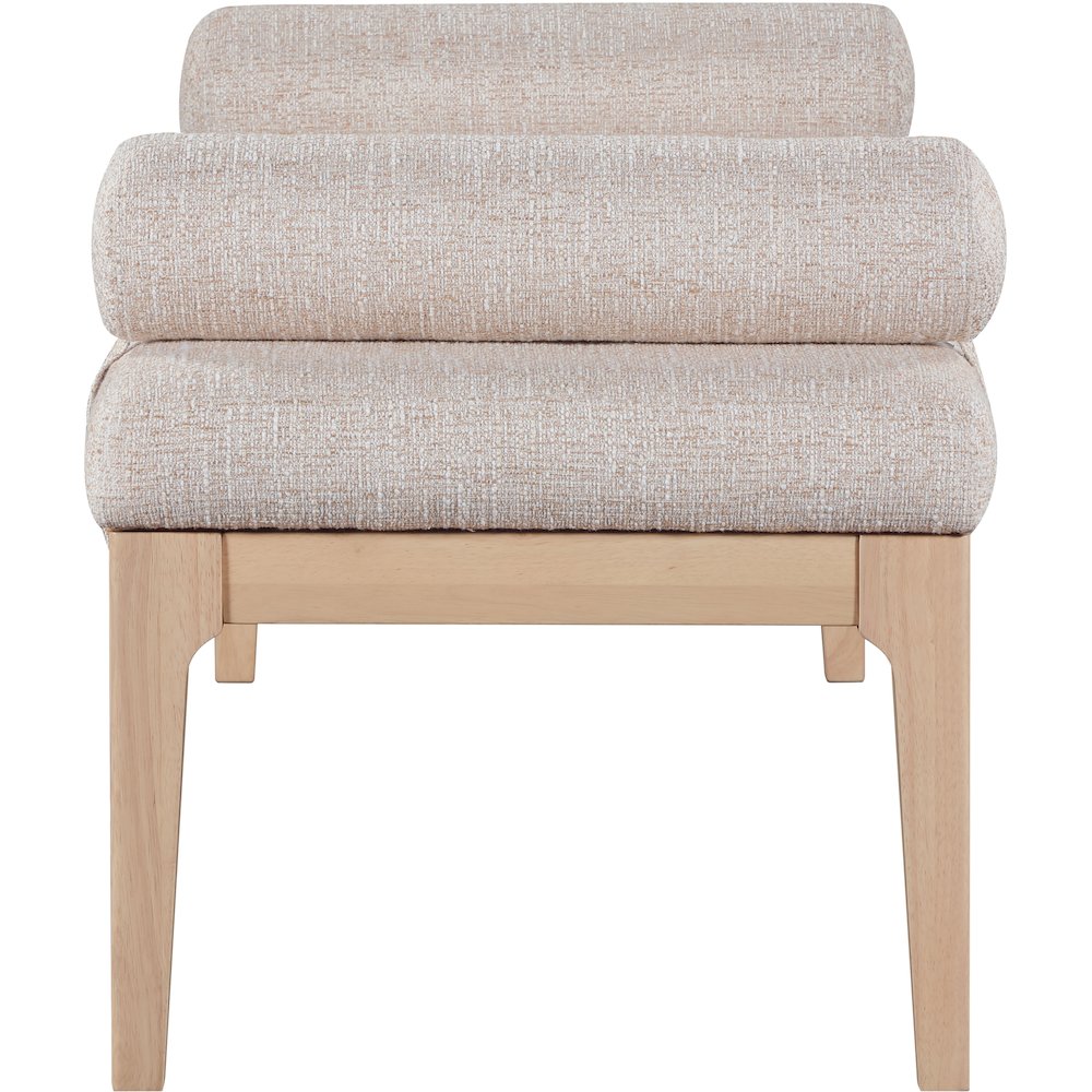 Priscilla Beige Linen Textured Fabric Bench. Picture 4